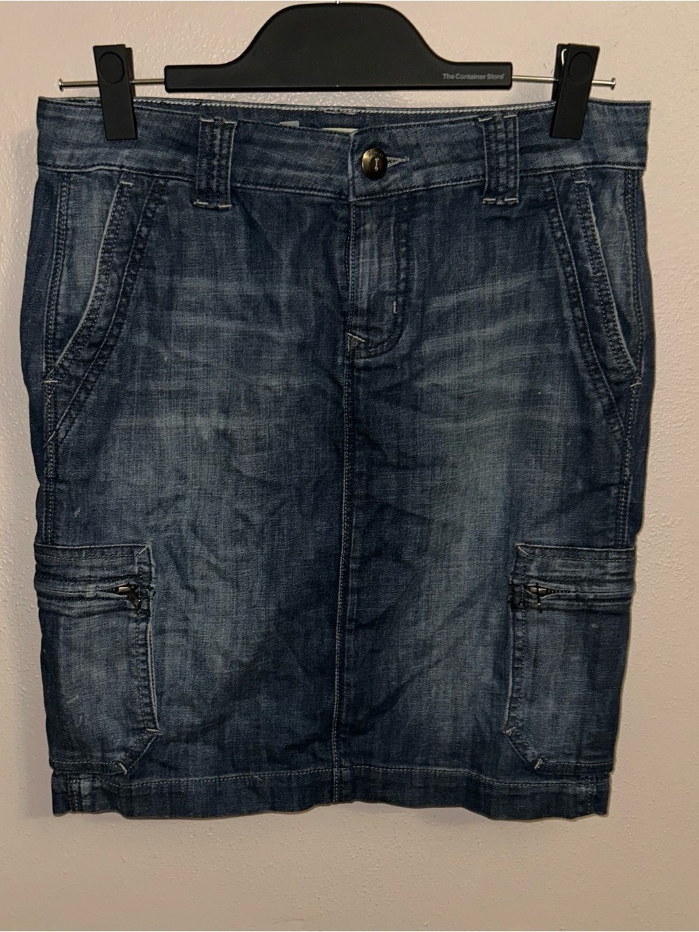 Level 99 Dark Indigo Denim Skirt with Cargo Pockets